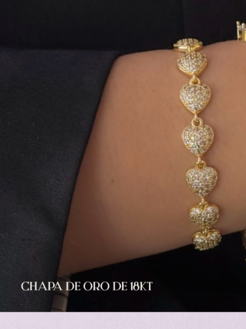 18K Gold-Plated Heart Link Bracelet - Sparkling Gold Tone.ivana bracelet